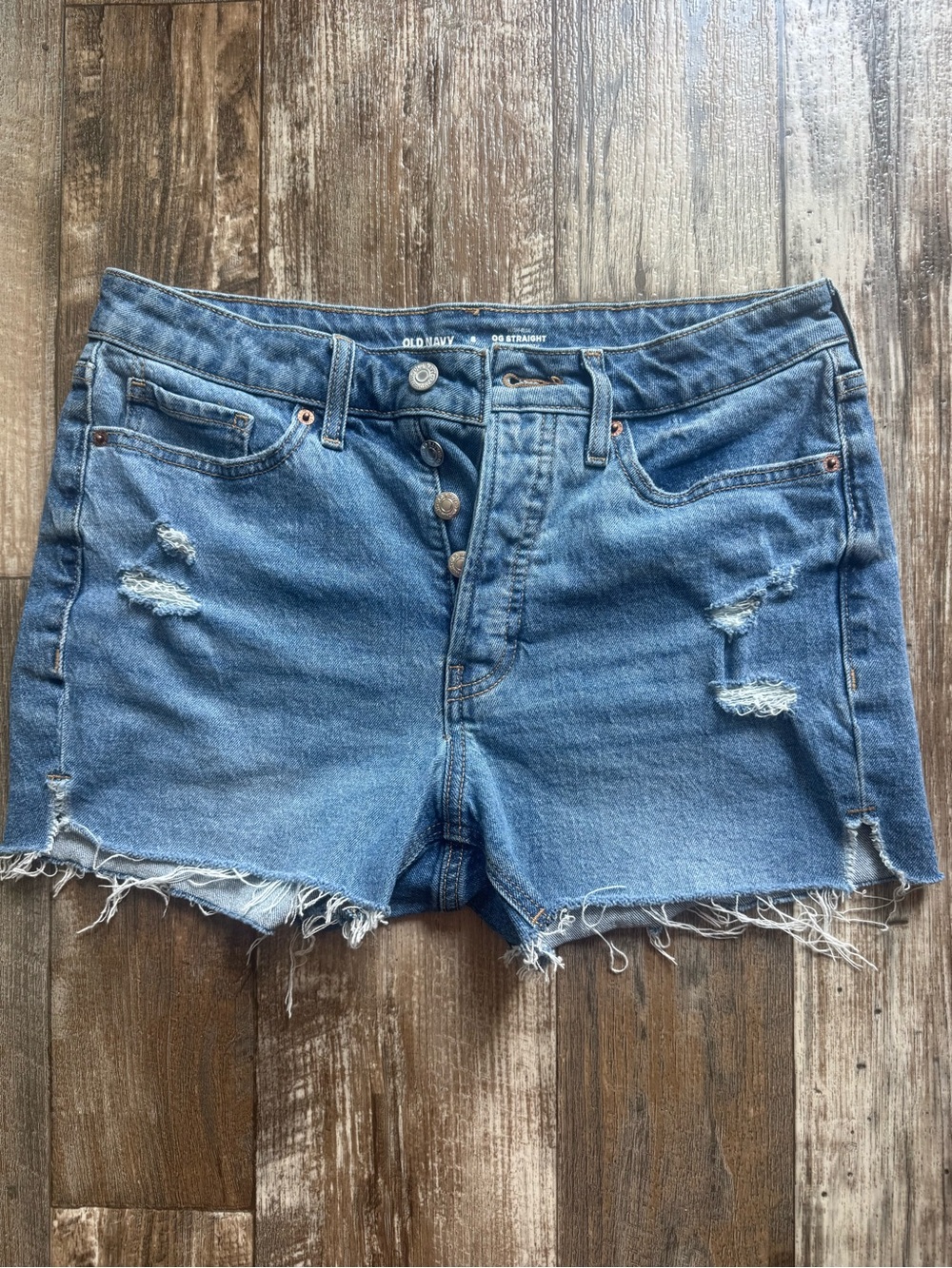 Old Navy Light Blue Distressed High-Rise Jean Shorts
